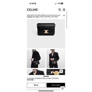 AUTHENTIC CLASSIQUE TRIOMPHE BAG IN shiny calfskin -Black